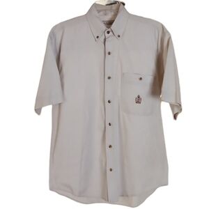 Vintage Y2K Bugle Boy Company Cream Logo Shirt Men's‎ Medium